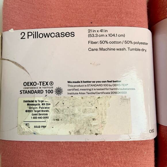 NWT Room Essentials Cotton Blend Pink King Size Jersey Pillow Cases 2 Boxes - Picture 3 of 6